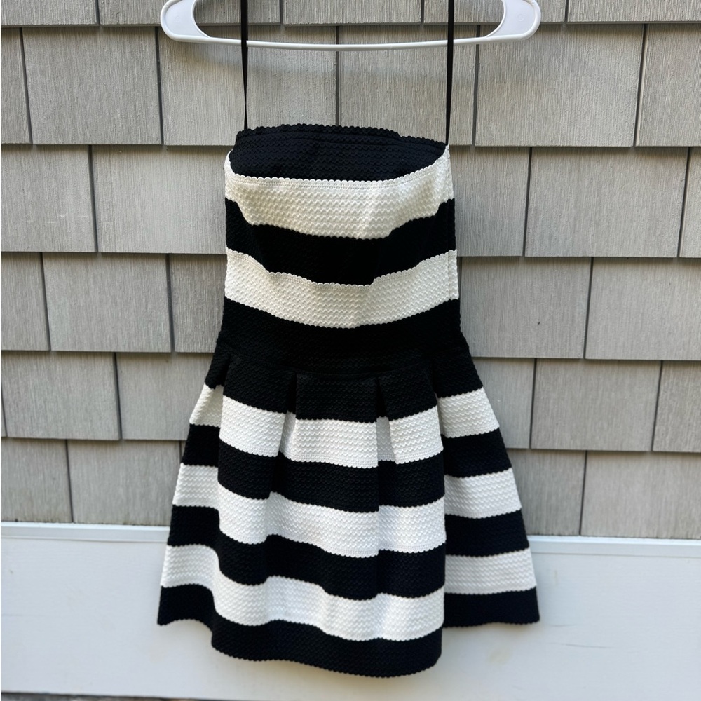 B Darlin Black and White Striped Kids Dress